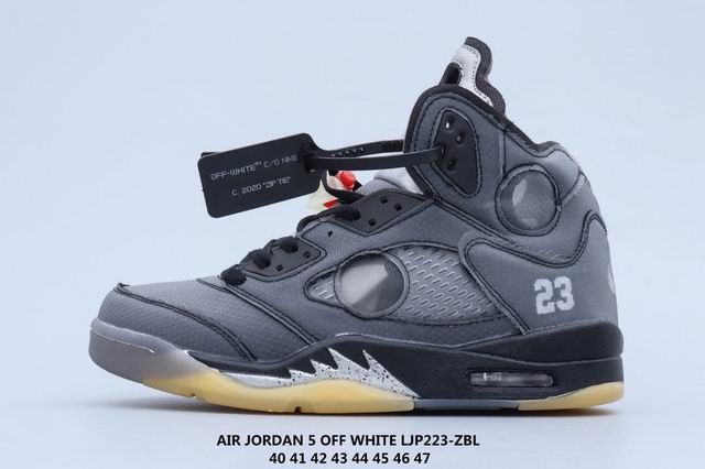 Air Jordan 5 Retro Grey Men's Basketball Shoes OFF White-39